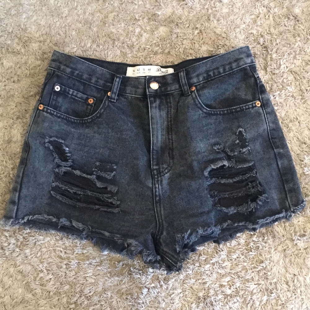 Black Distressed Shorts